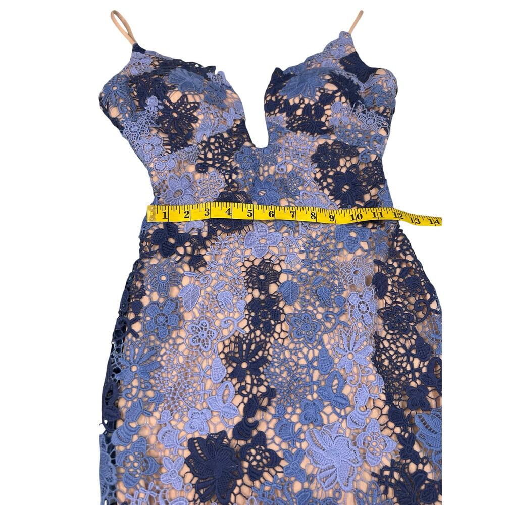 Jovani Blue Crochet Floral Dress - Size 0 - Picture 9 of 16